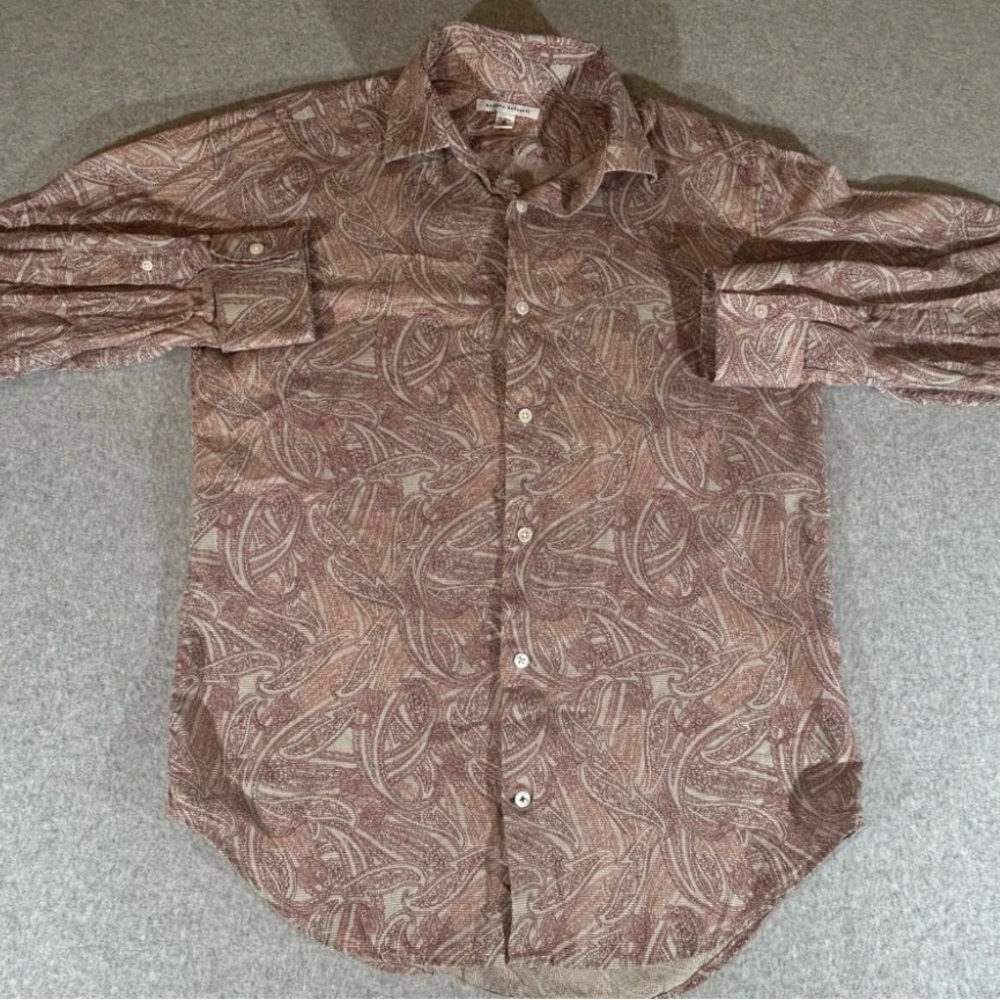 Banana Republic VNTG Men's Brown Paisley Button-Down Shirt W/ cuff (M)